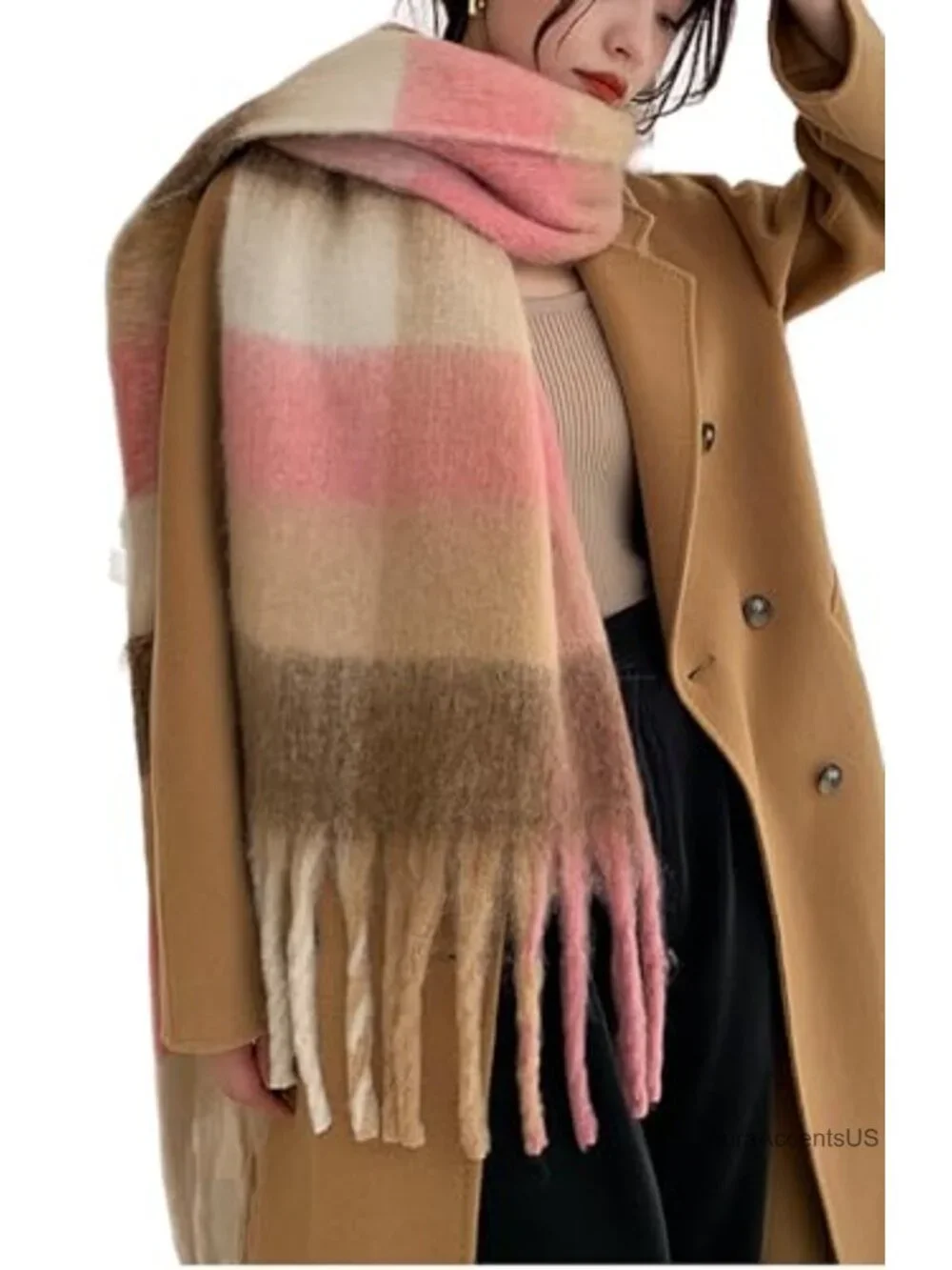 Winter Women Warm Thick Long Scarf Shawl Wrap Plaid Blanket Scarf 95in